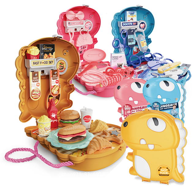 恐龍斜垮包 扮家家酒- 速食 化妝 醫生