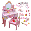 木製皇冠兒童梳妝台(含靠背椅)