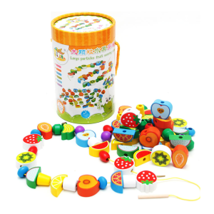 木製水果積木穿繩串珠組