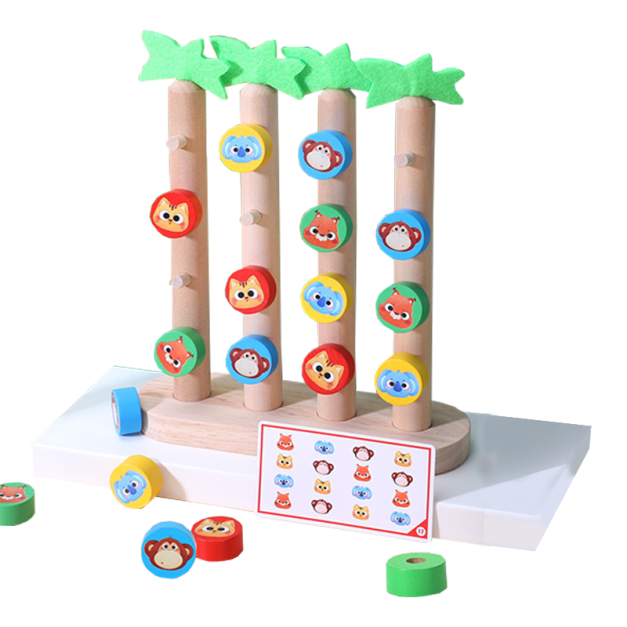 木製動物爬樹走位遊戲