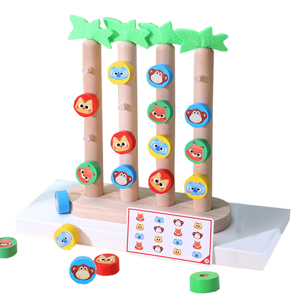 木製動物爬樹走位遊戲