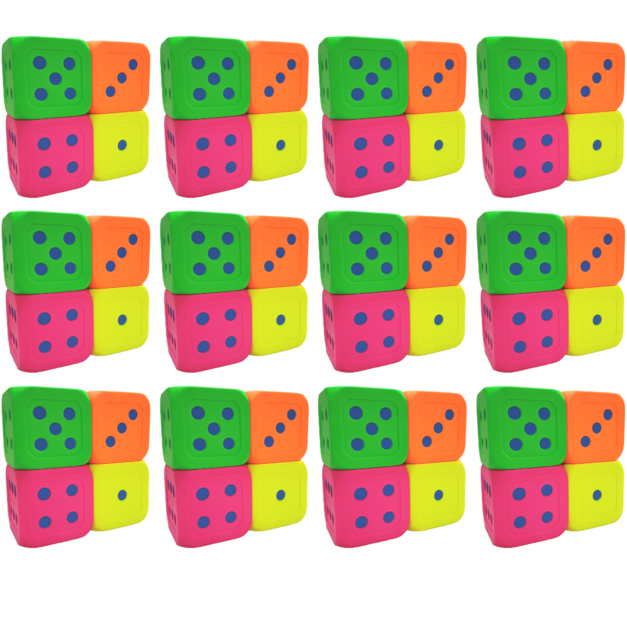 [Free shipping whithin the USA] 6-Inch PU Foam Dice - 48 PCS - Neon Colors