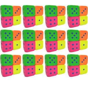 [Free shipping whithin the USA] 6-Inch PU Foam Dice - 48 PCS - Neon Colors