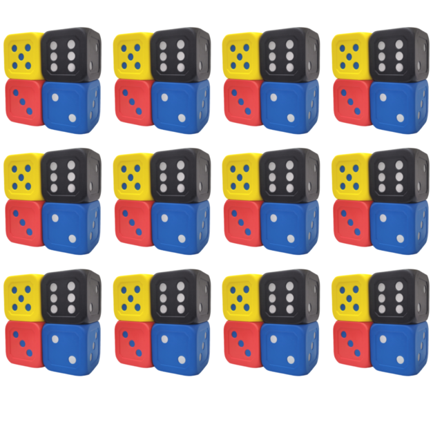 [Free shipping whithin the USA] 6-Inch PU Foam Dice - 48 PCS - Basic Colors