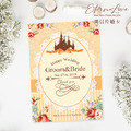 訂製明信片婚卡喜帖．編號MR03 夢幻童話 檸檬黃．喜帖婚卡．贈信封及貼紙．喜帖免版費．少量喜帖印製．婚禮邀請卡 ╭＊EternaLove