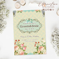 訂製明信片婚卡喜帖．編號MR07 法式拼貼 自然綠．喜帖婚卡．贈信封及貼紙．喜帖免版費．少量喜帖印製．婚禮邀請卡 ╭＊EternaLove