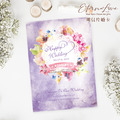 訂製明信片婚卡喜帖．編號MR12 唯美水彩 浪漫紫．喜帖婚卡．贈信封及貼紙．喜帖免版費．少量喜帖印製．婚禮邀請卡 ╭＊EternaLove