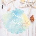 【獨家設計】訂製貝殼喜帖婚卡．編號EC01 甜心粉．贈信封及貼紙～海洋風 美人魚 人魚公主╭＊EternaLove_1
