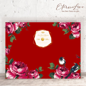 單軟式布式背板租借．編號CH07 喜鵲報喜 胭脂紅．300x225cm．組合式婚禮背板 (立體傘板 全省可寄)╭＊EternaLove