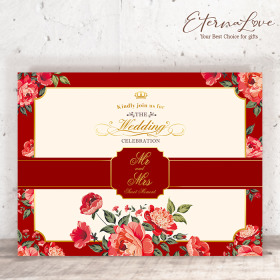 單軟式布式背板租借．編號MR21 花開並蒂 花魁紅．300x225cm．組合式婚禮背板 (立體傘板 全省可寄)╭＊EternaLove