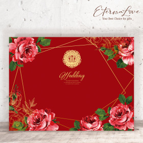 單軟式布式背板租借．編號CH10 花開富貴 花魁紅．300x225cm．組合式婚禮背板 (立體傘板 全省可寄)╭＊EternaLove