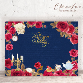 單軟式布式背板租借．編號MR28 美女野獸 午夜藍．300x225cm．組合式婚禮背板 (立體傘板 全省可寄)╭＊EternaLove