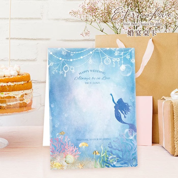 訂製囍宴桌卡．編號MR17 湖水藍．婚禮桌卡 囍宴桌卡 宴席菜單 ╭＊EternaLove