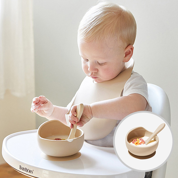 韓國兒童餐具-矽膠湯碗/匙組