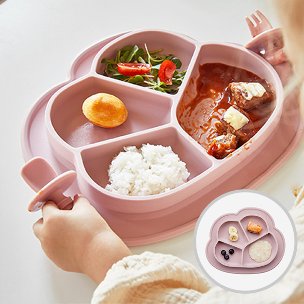 韓國兒童餐具-矽膠防滑餐盤