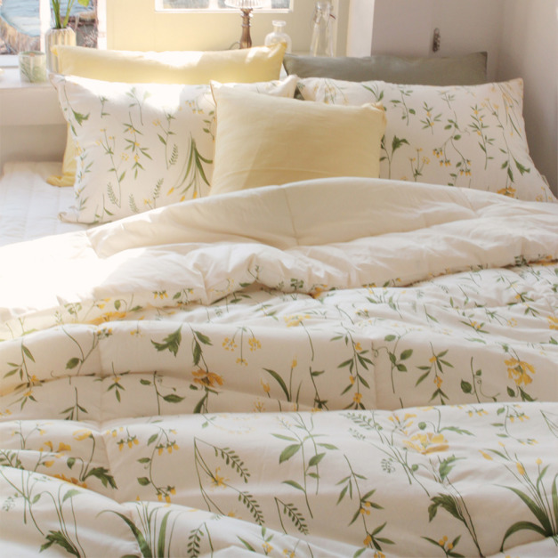 溫暖花田暖黃 純棉棉被+枕套組-雙人