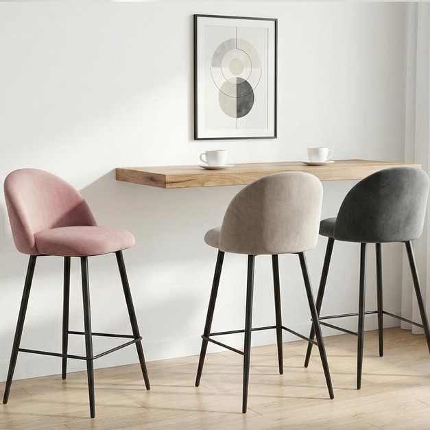 【免運】格尼天鵝絨吧椅(61cm)