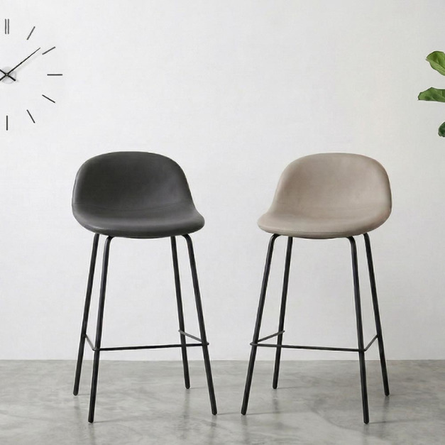 【免運】赫爾皮革靠背吧台高腳椅_2入(中島椅60cm)