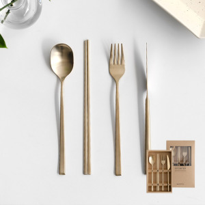 韓國304不銹鋼主餐套組餐具-香檳金