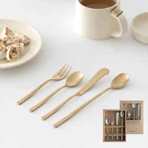 韓國304不銹鋼甜點餐具組-香檳金