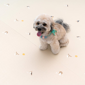 韓國寵物捲墊/地墊 135x200-淺棕米格魯