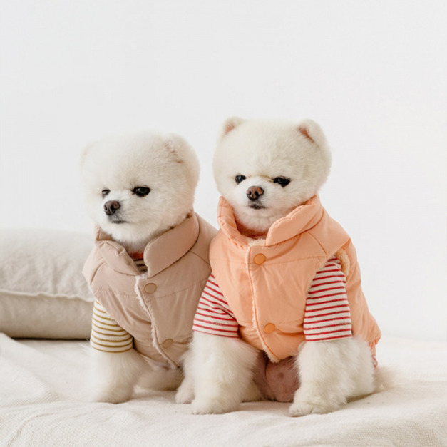 棉花糖立領內刷毛背心 L 鮭魚橘