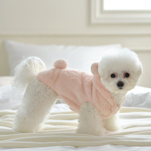 小熊絨毛狗狗背心 XL象牙白