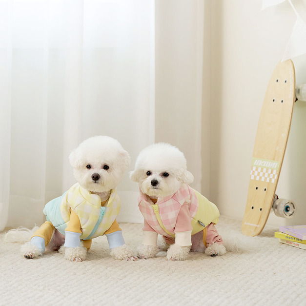 格紋馬卡龍刷毛背心