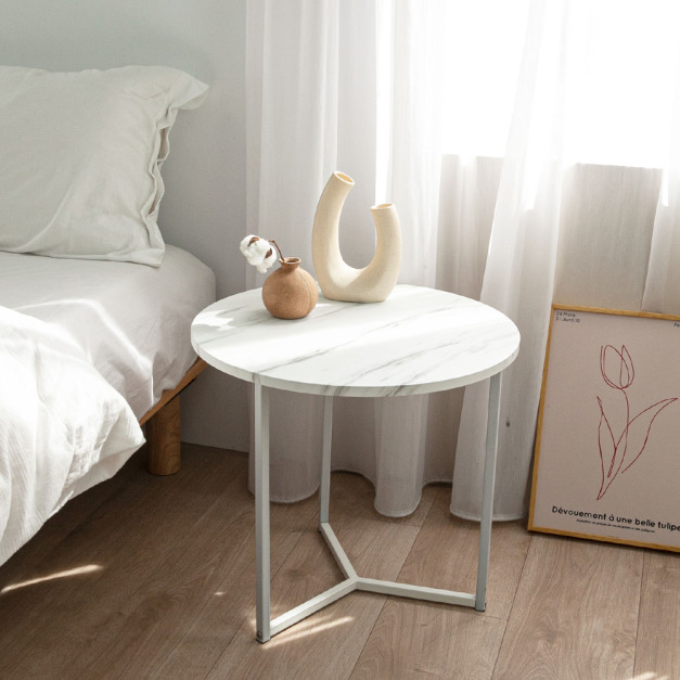 諾迪北歐風圓形邊桌 大理石紋