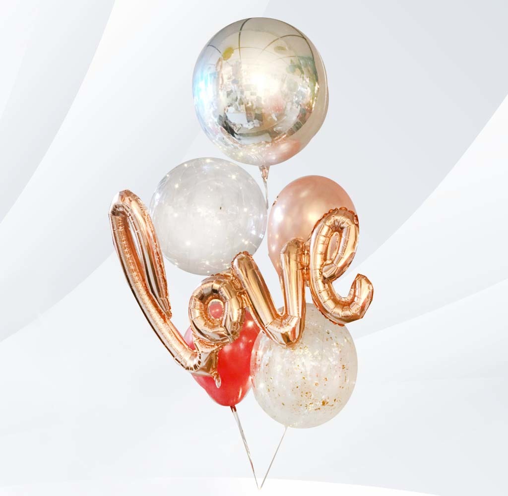 love电镀质感透明球束|造型气球束