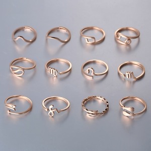 十二星座玫瑰金情侶戒指-DoubleBear