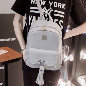 時尚流蘇PU皮質雙肩包-DoubleBear