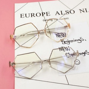 手掌多邊形邊框珍珠眼鏡-DoubleBear