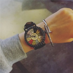 復古指針轉盤皮革錶-DoubleBear