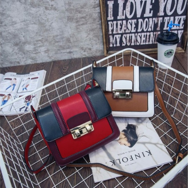 英倫風復古撞色皮革包-DoubleBear