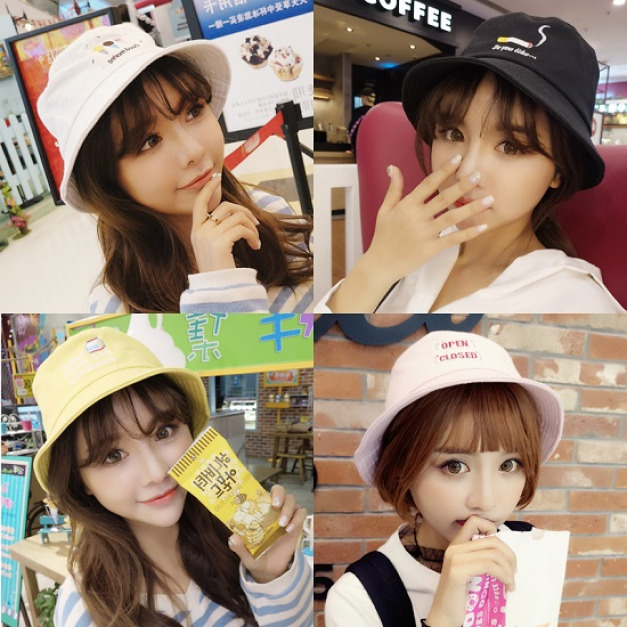 韓版x刺繡漁夫帽-DoubleBear