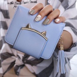 可愛貓耳混搭流蘇短夾-DoubleBear