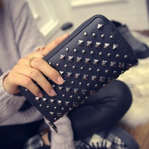 帥氣個性鉚釘長夾-DoubleBear