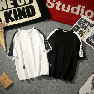 黑白撞色日系刺繡短T-DoubleBear