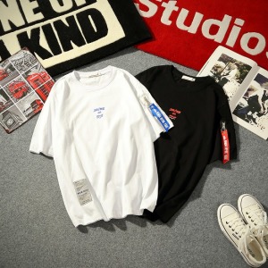 紅藍相間情侶飛行短T-DoubleBear