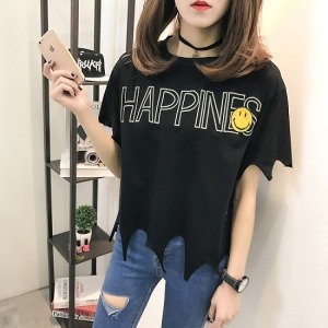 顯瘦款蝙蝠下擺短袖上衣-DoubleBear