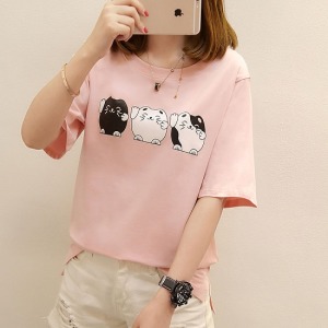 韓版寬鬆萌貓純棉t恤-DoubleBear