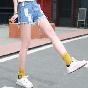 刷破毛邊牛仔短褲-DoubleBear