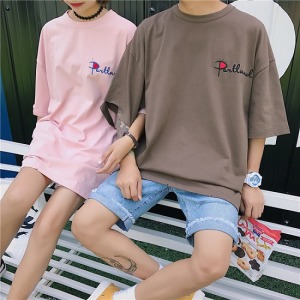 港風不規則刺繡情侶裝-DoubleBear