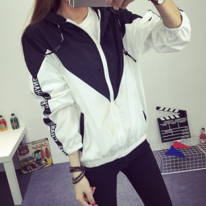 原宿風拼接連帽外套-Double Bear