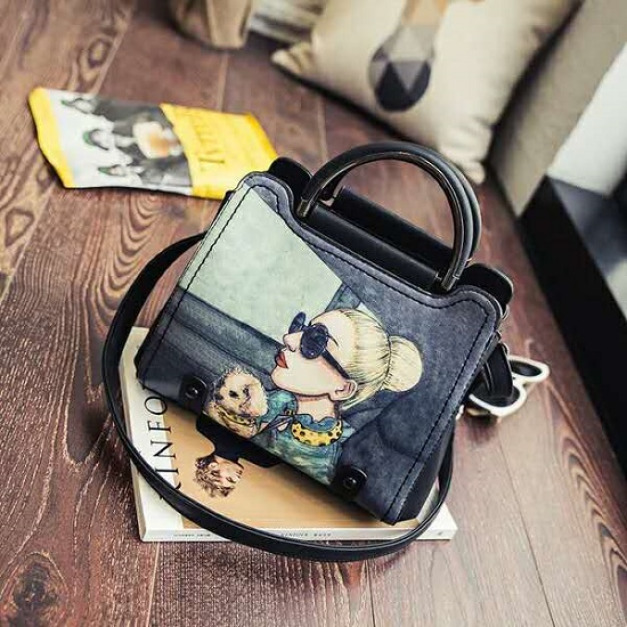 大學印花手提包-Double Bear