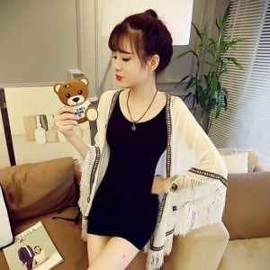 雪紡流蘇防曬薄外套-Double Bear