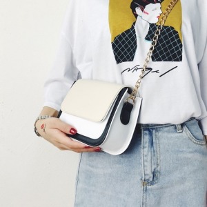 韓版混色鍊條側肩包-Double Bear