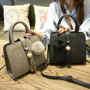 復古流蘇手提包-Double Bear