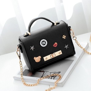 口紅鎖扣單肩小方包-Double Bear